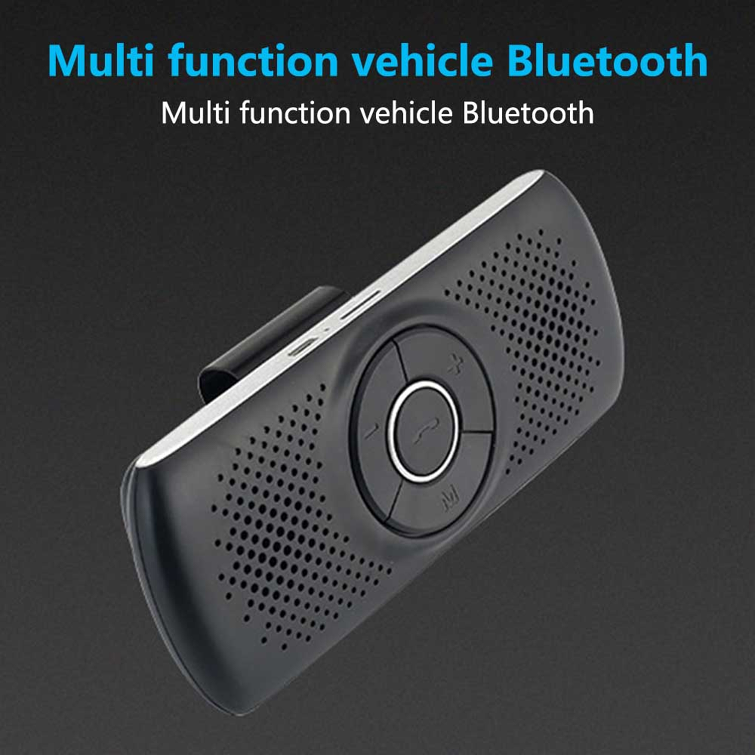 Ein schwarzer Bluetooth-Lautsprecher mit Knöpfen. Es ist abgewinkelt mit einem schwarzen Hintergrund.