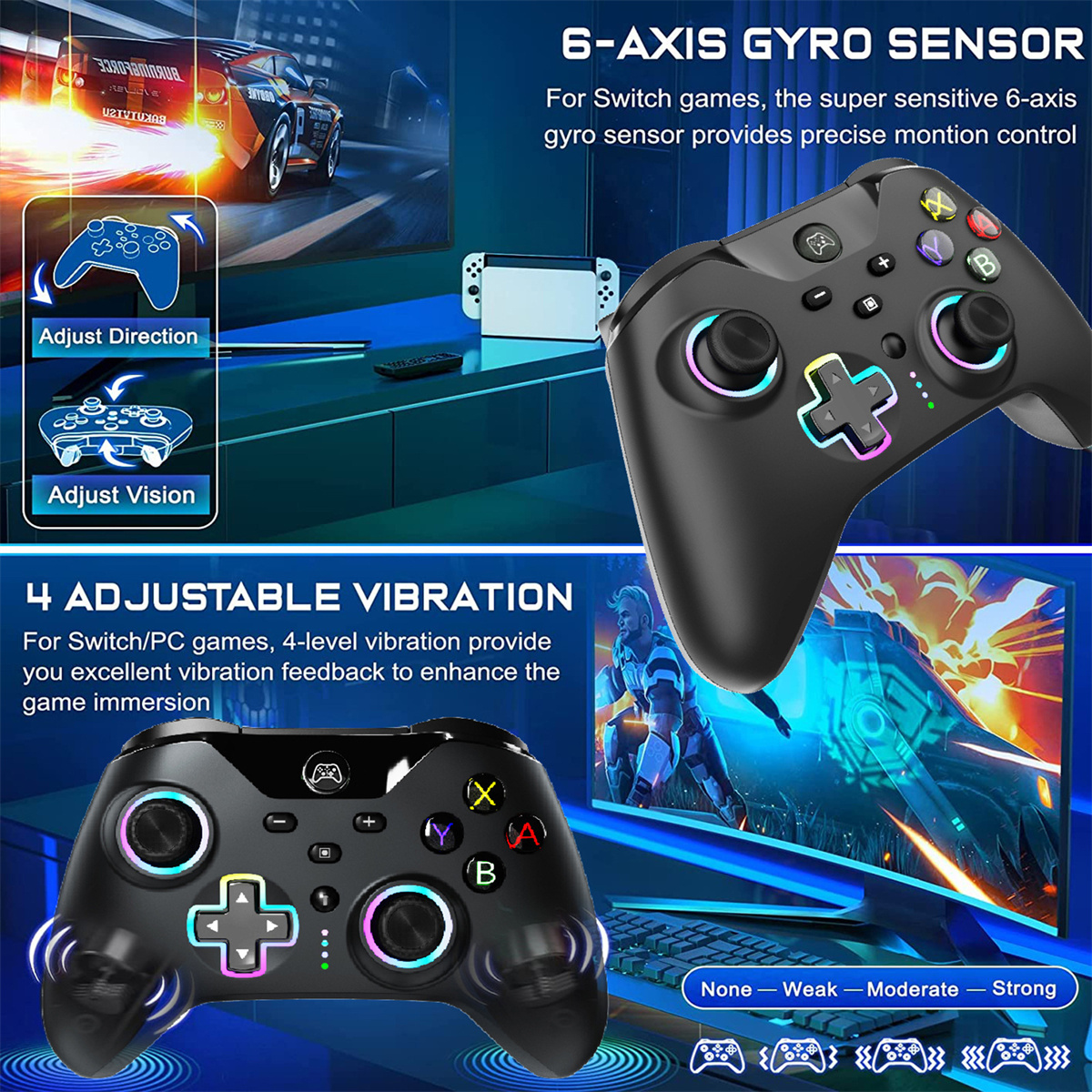 WHIQUTEY Switch/switch OLED/switch/IOS/ANDROID/PC/STEAM Controller Schwarz 