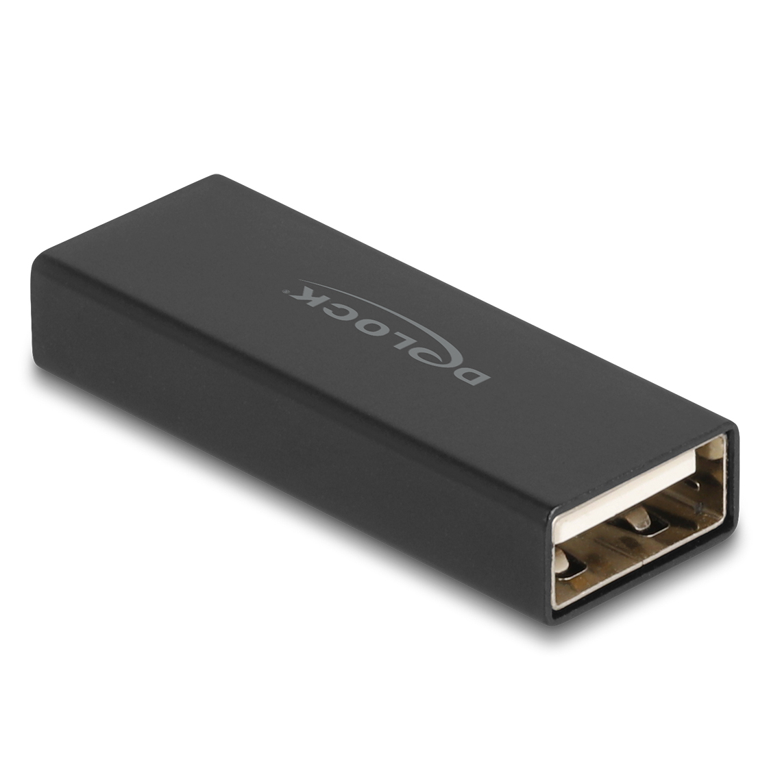 Adattatore USB-A a USB-A nero con corpo rettangolare e logo 'D-LOCK'.