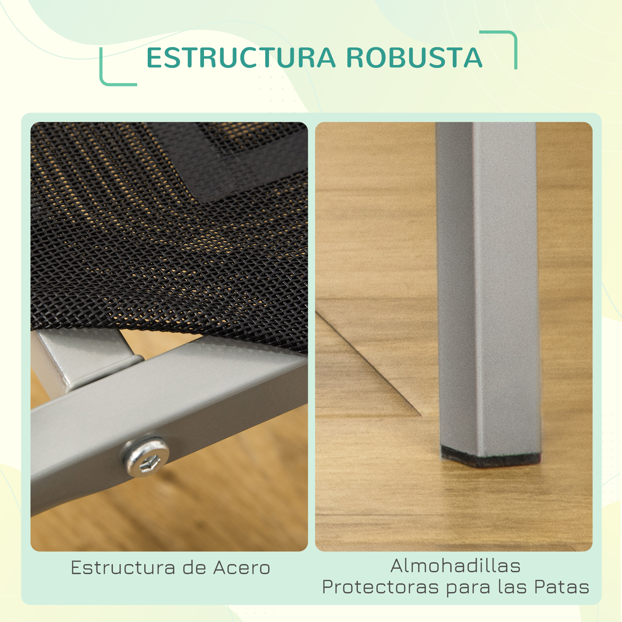 Primer plano de la estructura de una cama para perros que muestra la estructura de acero y las almohadillas protectoras.