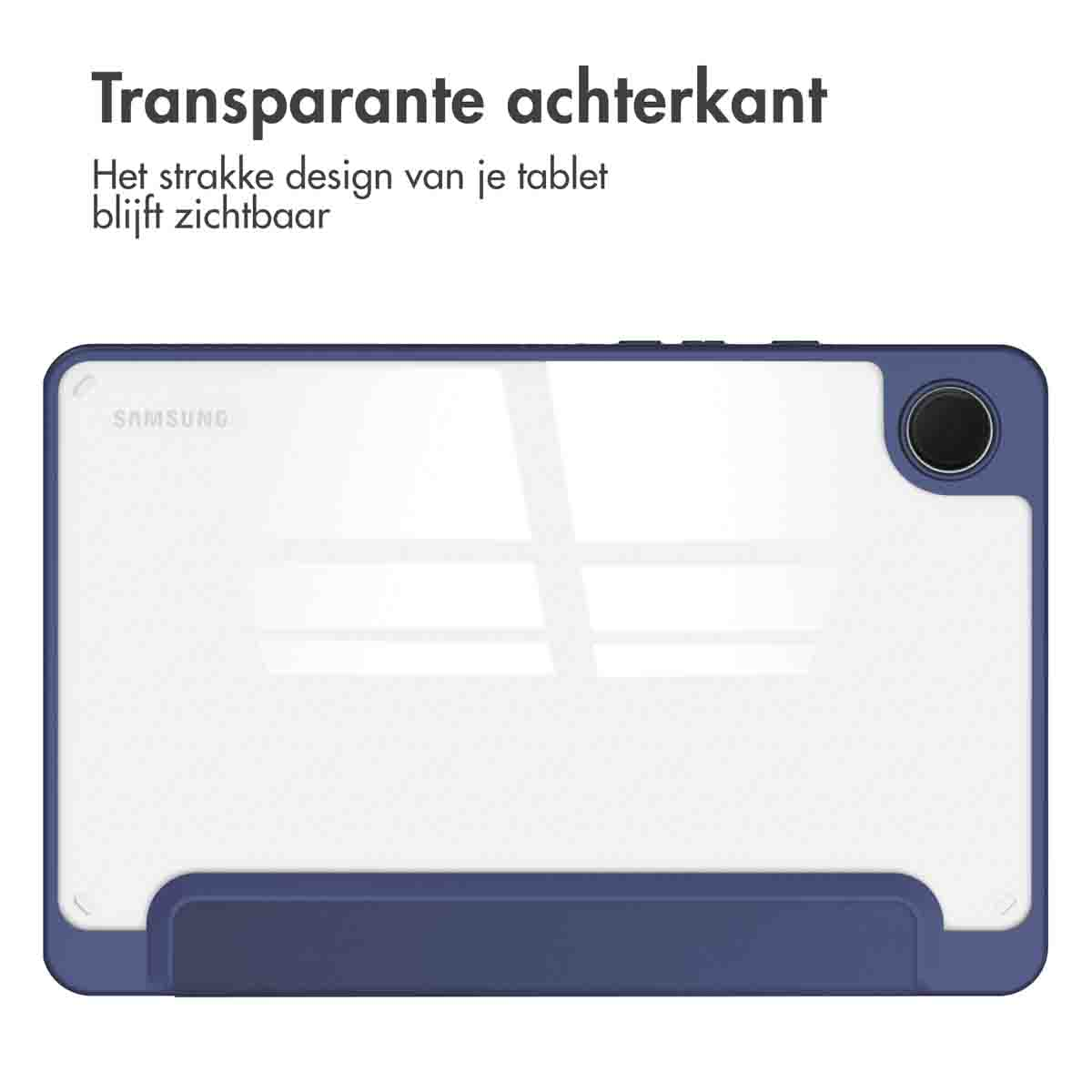 Tablet case. The case is clear. The case is blue.