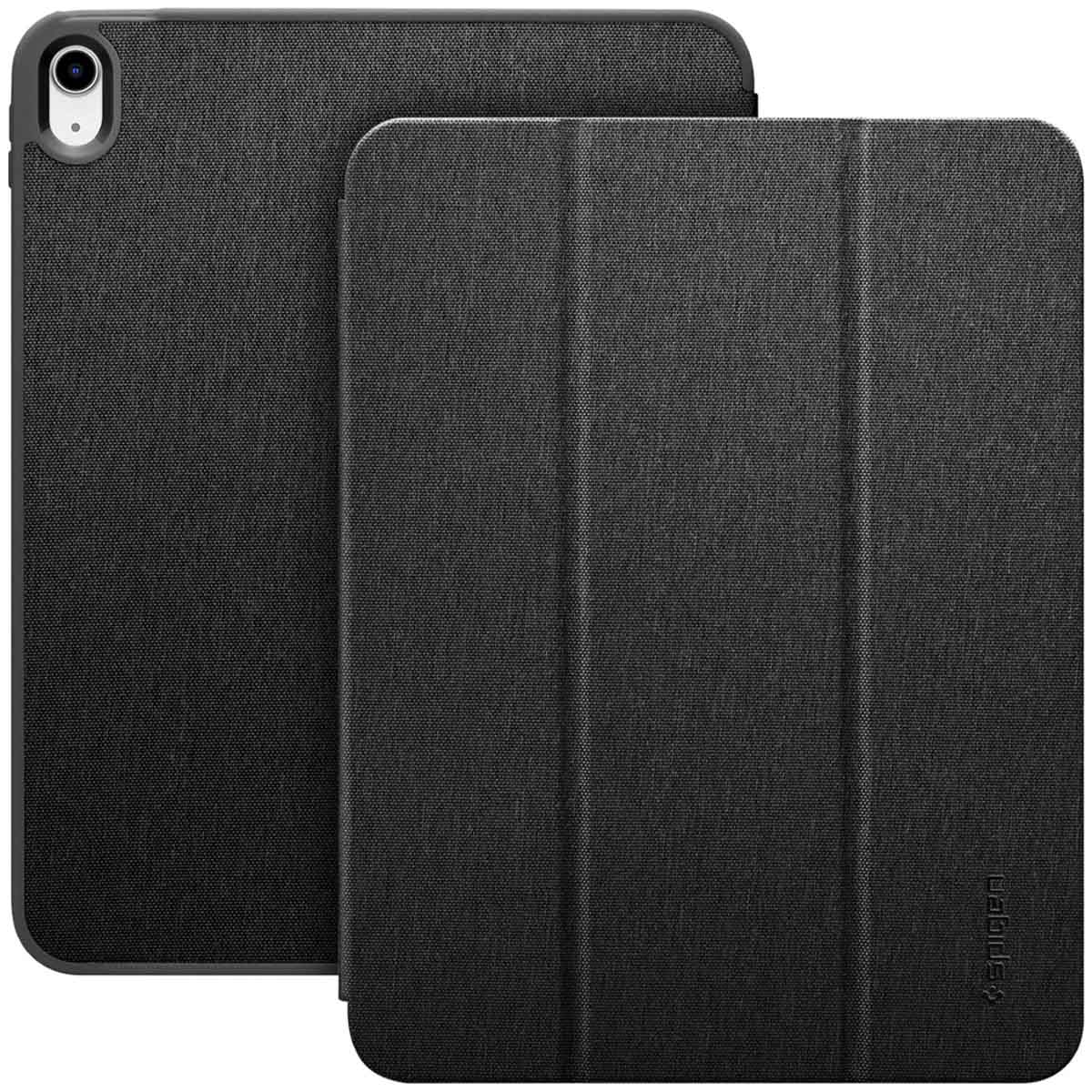 Two black tablet cases, one open and one closed. The open case shows the inside of the tablet case.
