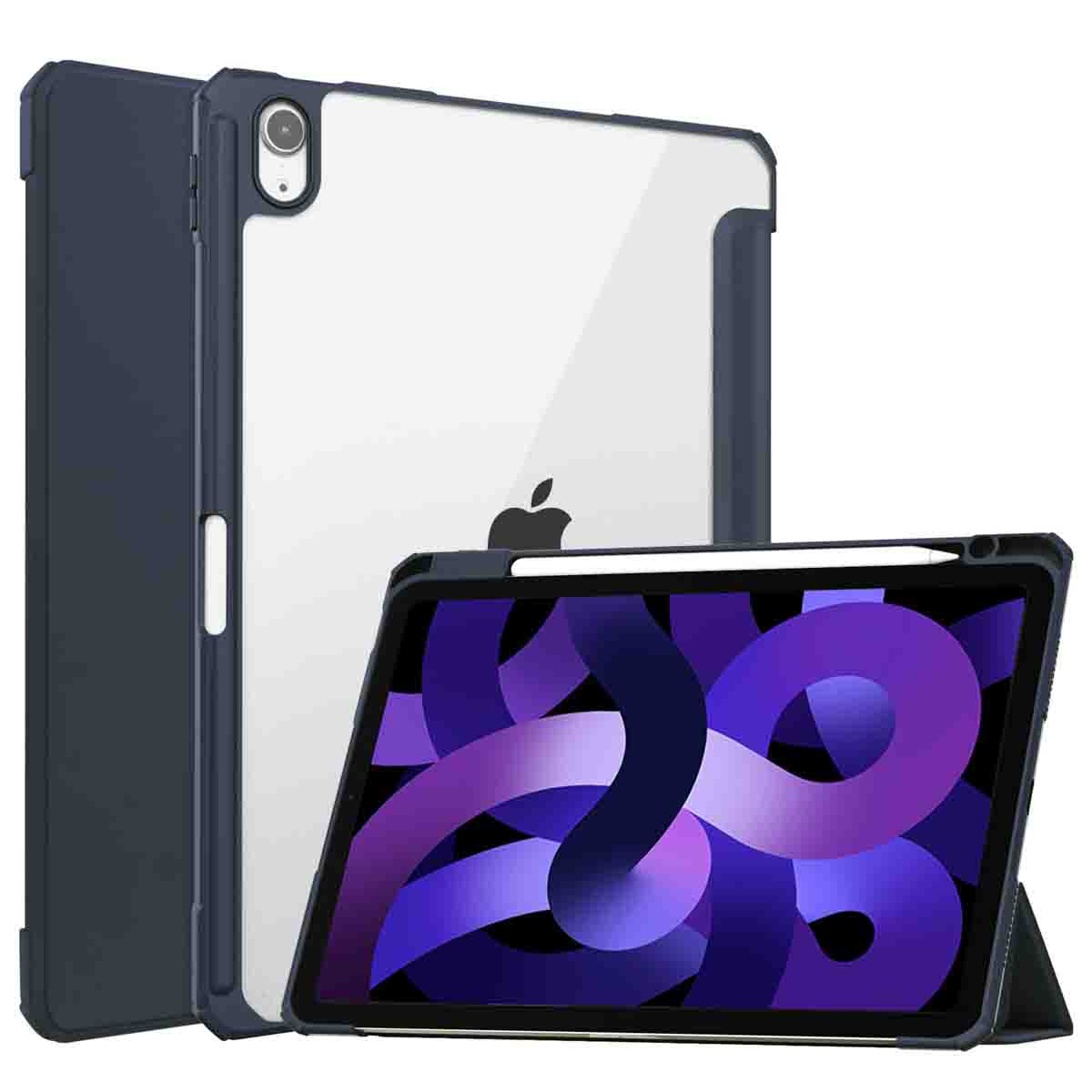 A light blue tablet case, with a modern design.