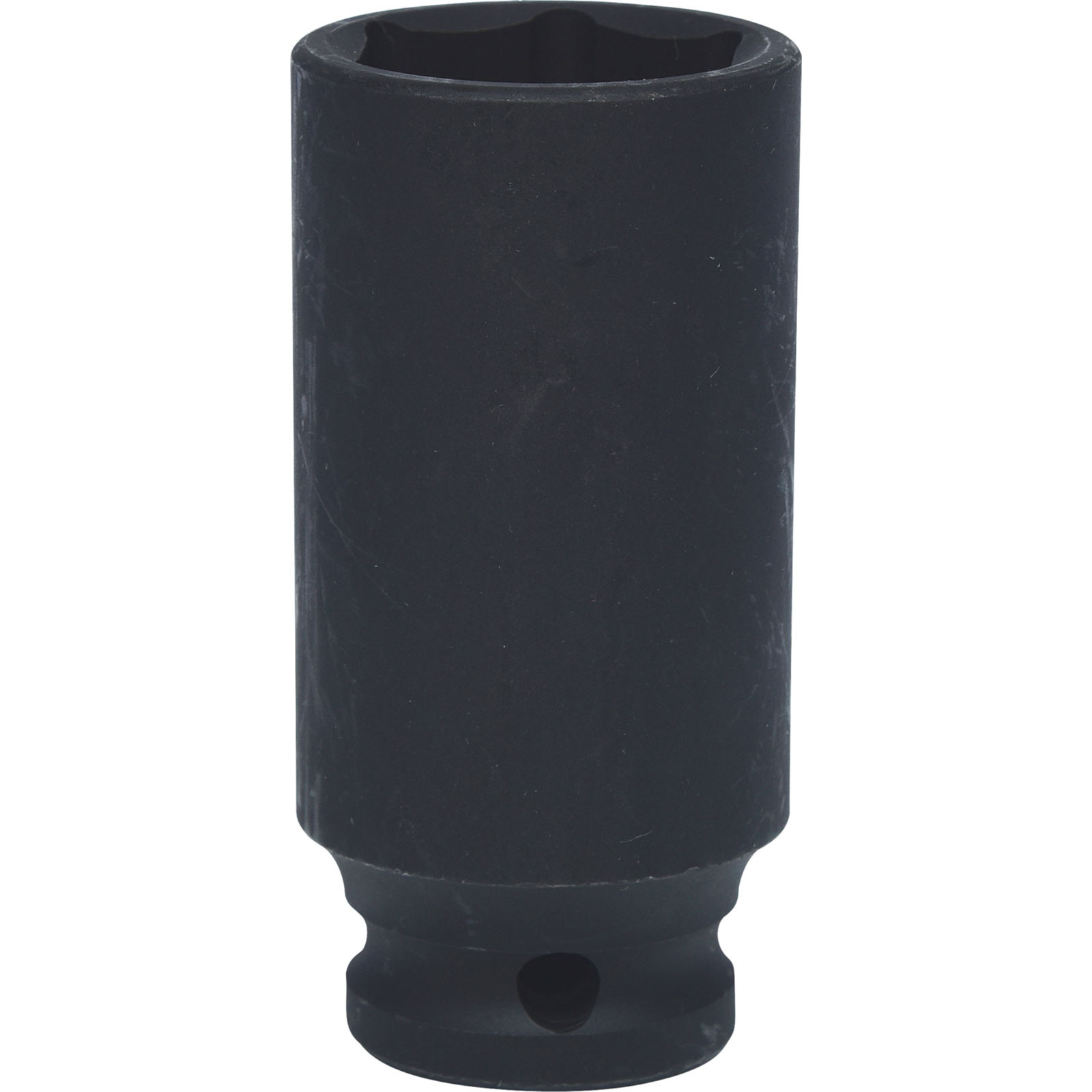 Ein schwarzer, langer Steckschlüssel mit sechseckiger Öffnung.