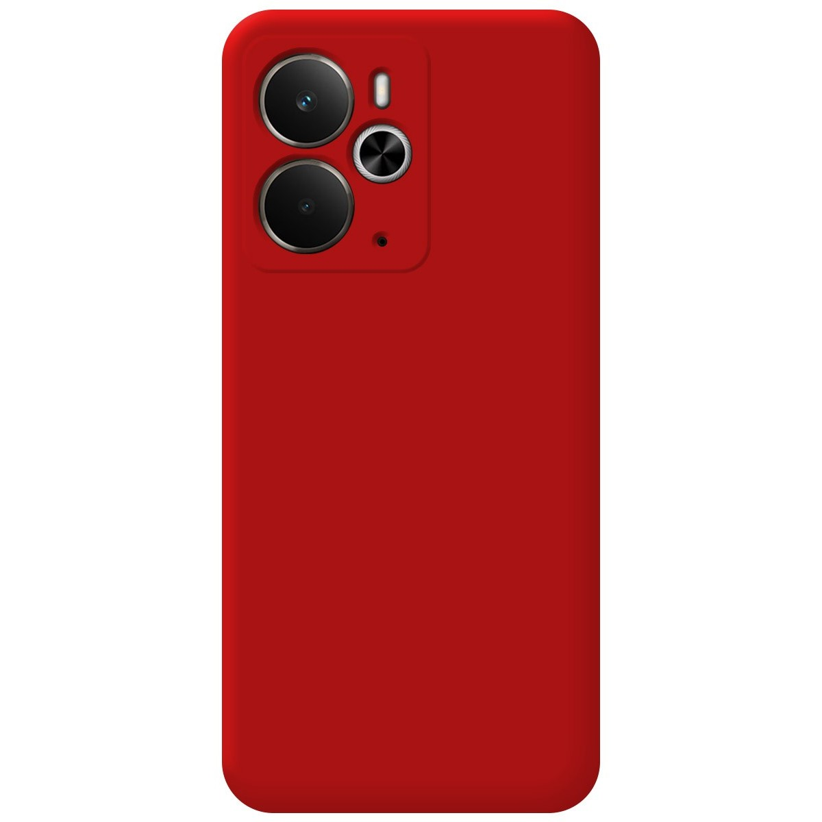 Custodia rossa con lenti della fotocamera nere.