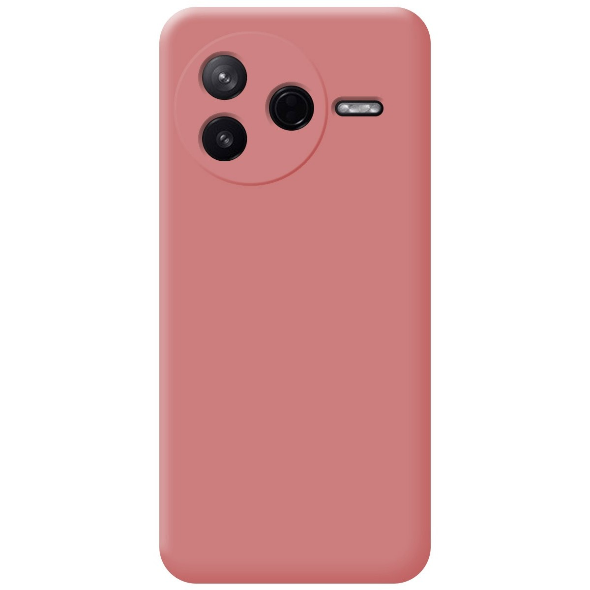 Custodia rosa con fotocamere in alto a sinistra.