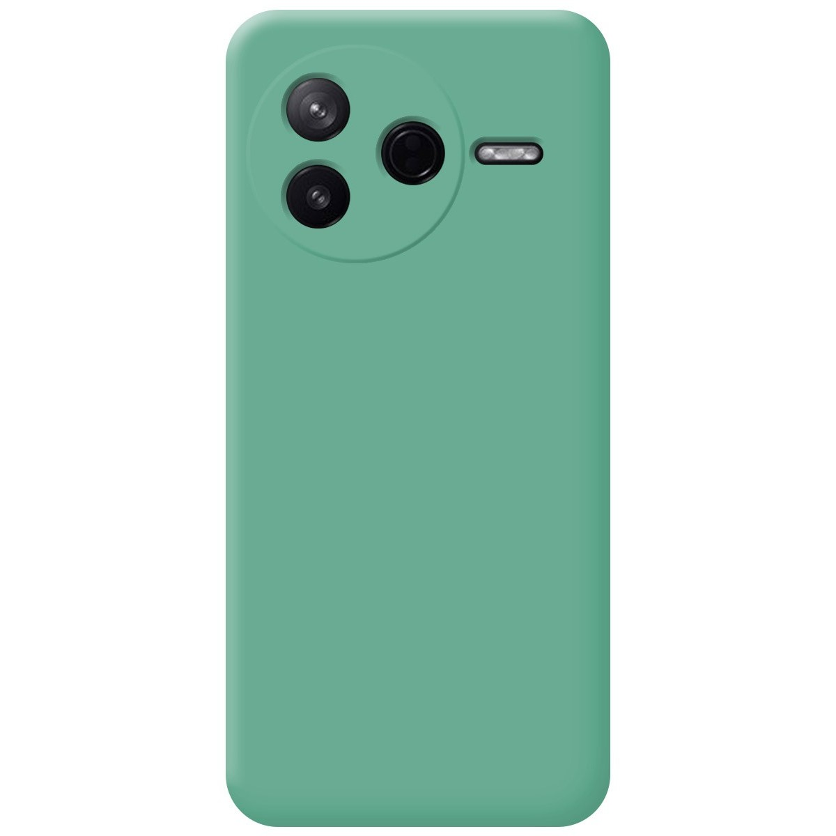 Una custodia per telefono verde unita con lenti della fotocamera visibili.