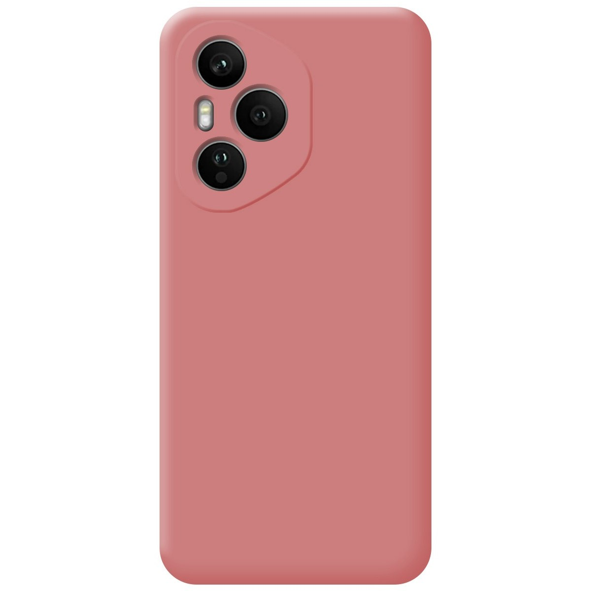 Custodia per telefono, colore rosa. Ha ritagli per la fotocamera sul retro.