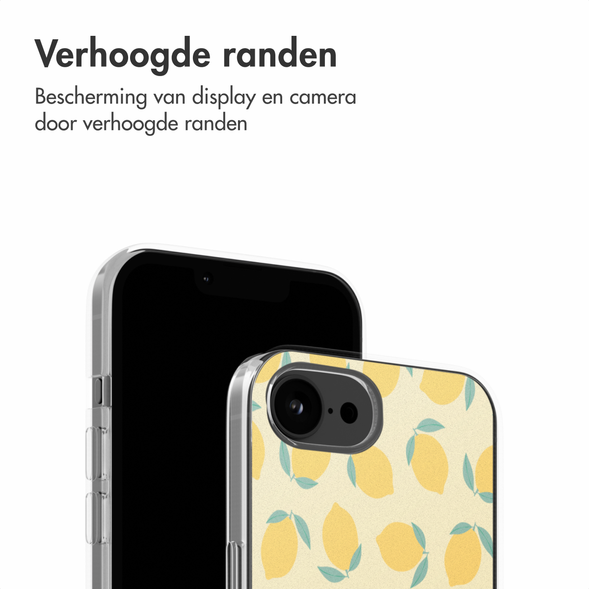 Zwei Telefone nebeneinander. Eines schwarz, das andere mit gelbem Zitronenmuster.