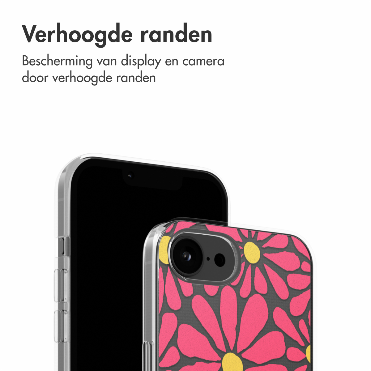 Zwei Telefone nebeneinander. Eines schwarz, das andere mit pinkfarbenem Blumenmuster.