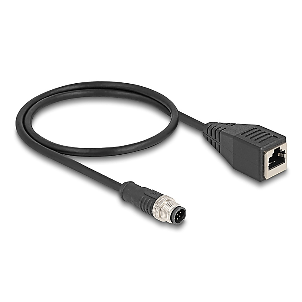 Cavo nero con connettore RJ45 a un'estremità e connettore circolare all'altra.