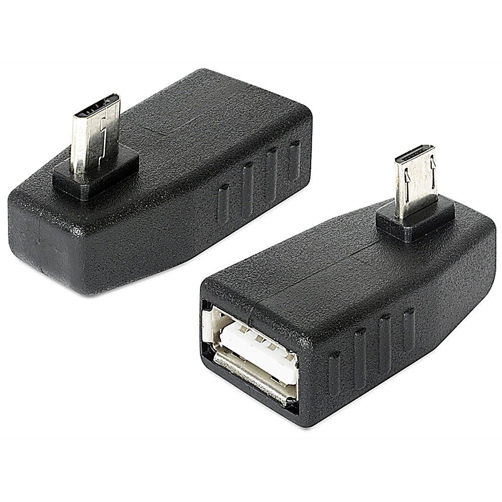 Due adattatori USB neri. Uno ha una porta USB-A, l'altro una porta USB-C.