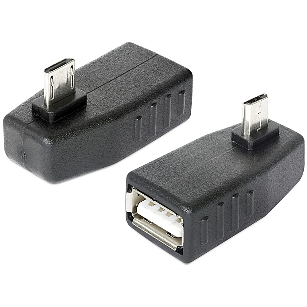 Due adattatori USB neri. Uno ha una porta USB-A, l'altro una porta USB-C.