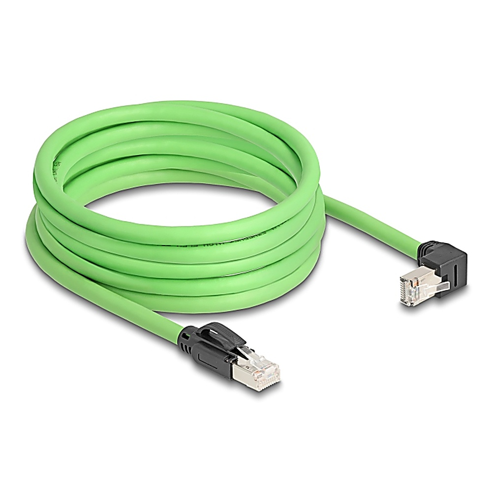 Cavo Ethernet verde con due connettori RJ45.