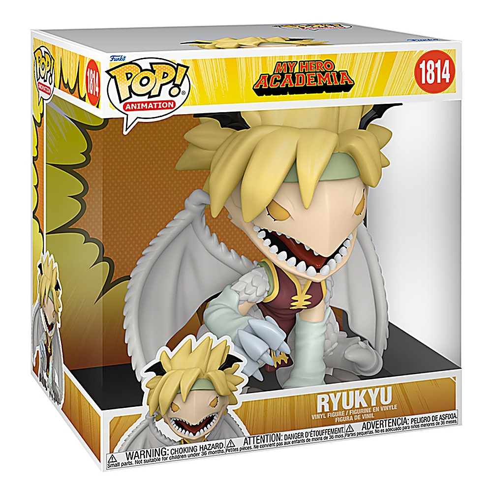 Pudełko Funko Pop z postacią Ryukyu z My Hero Academia, w dynamicznej pozie.