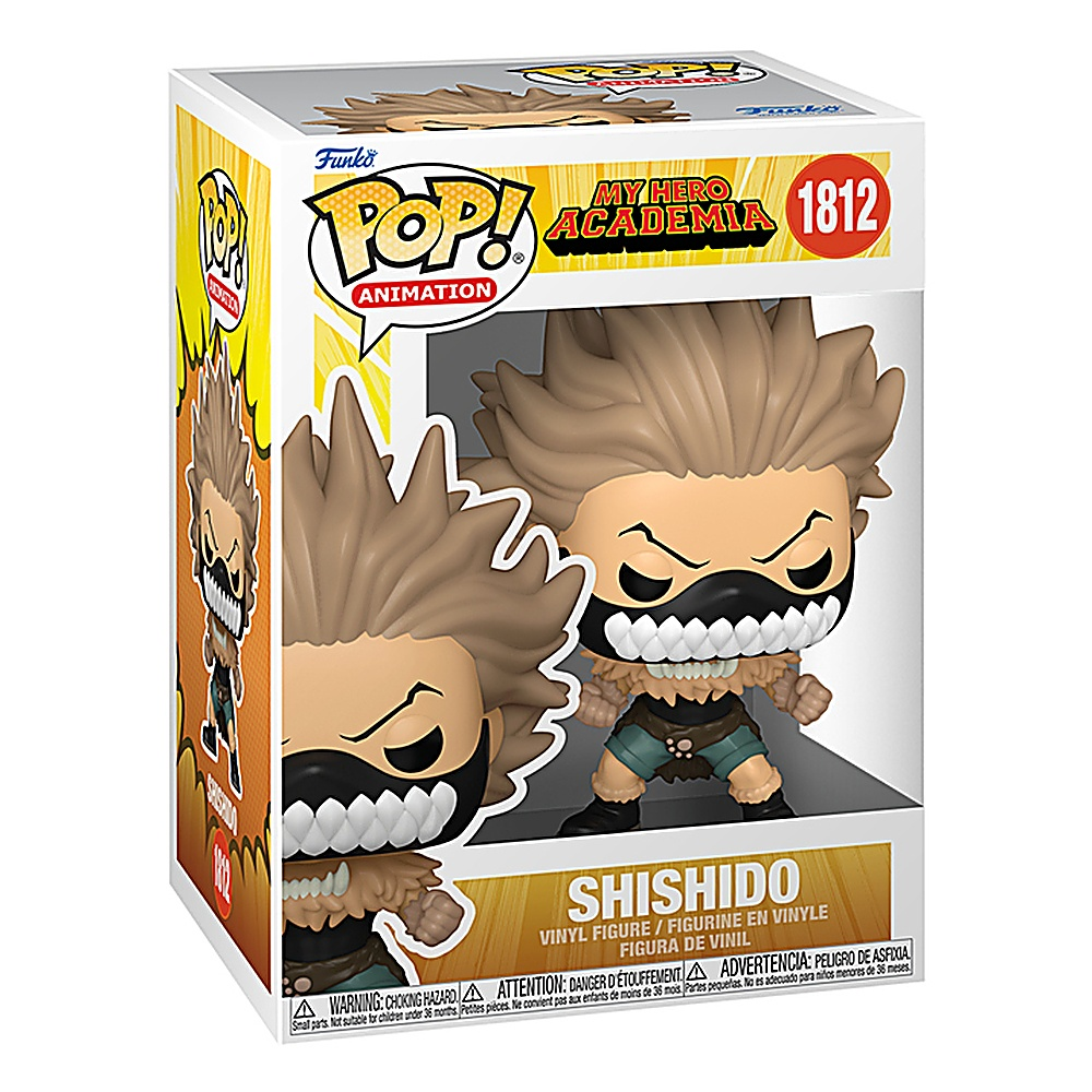 Figurka Shishido Funko Pop w pudełku. Jasnobrązowe włosy, czarna maska, zielone szorty.