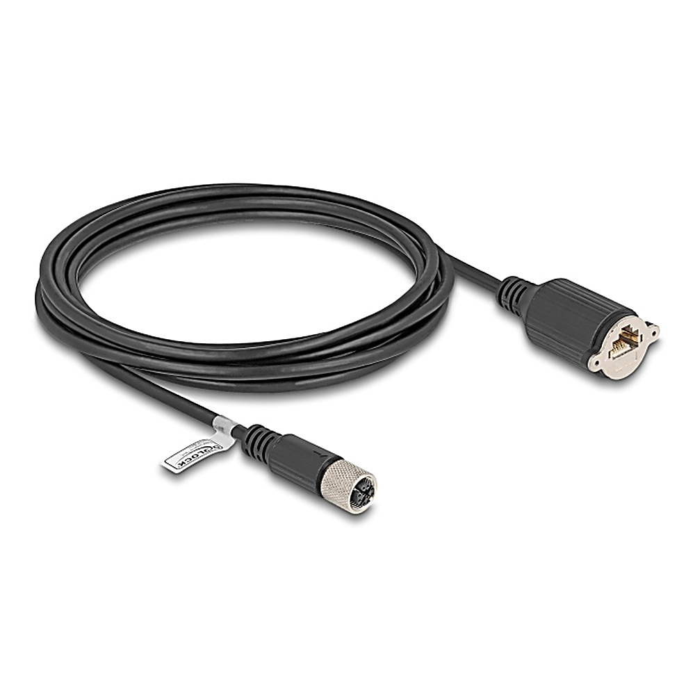Cavo nero con connettore circolare e connettore RJ45.