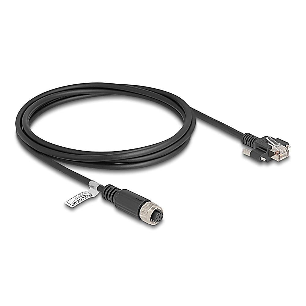 Cavo nero con connettore M12 e connettore RJ45.