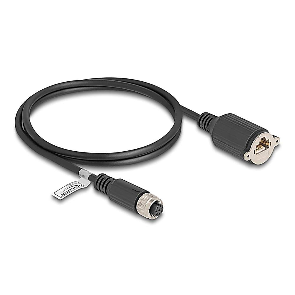 Cavo nero con connettore M12 e RJ45.