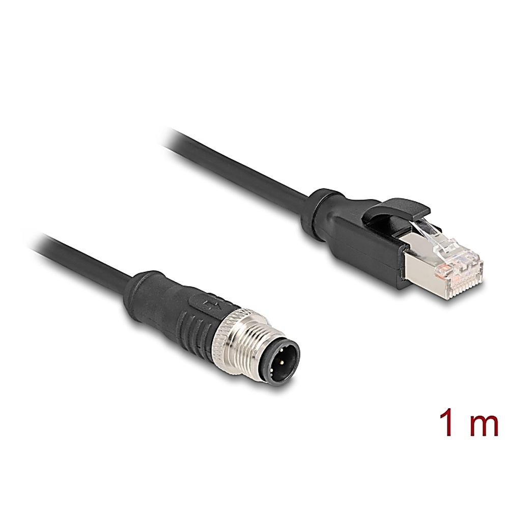 Cavo nero M12 e RJ45, 1 m.