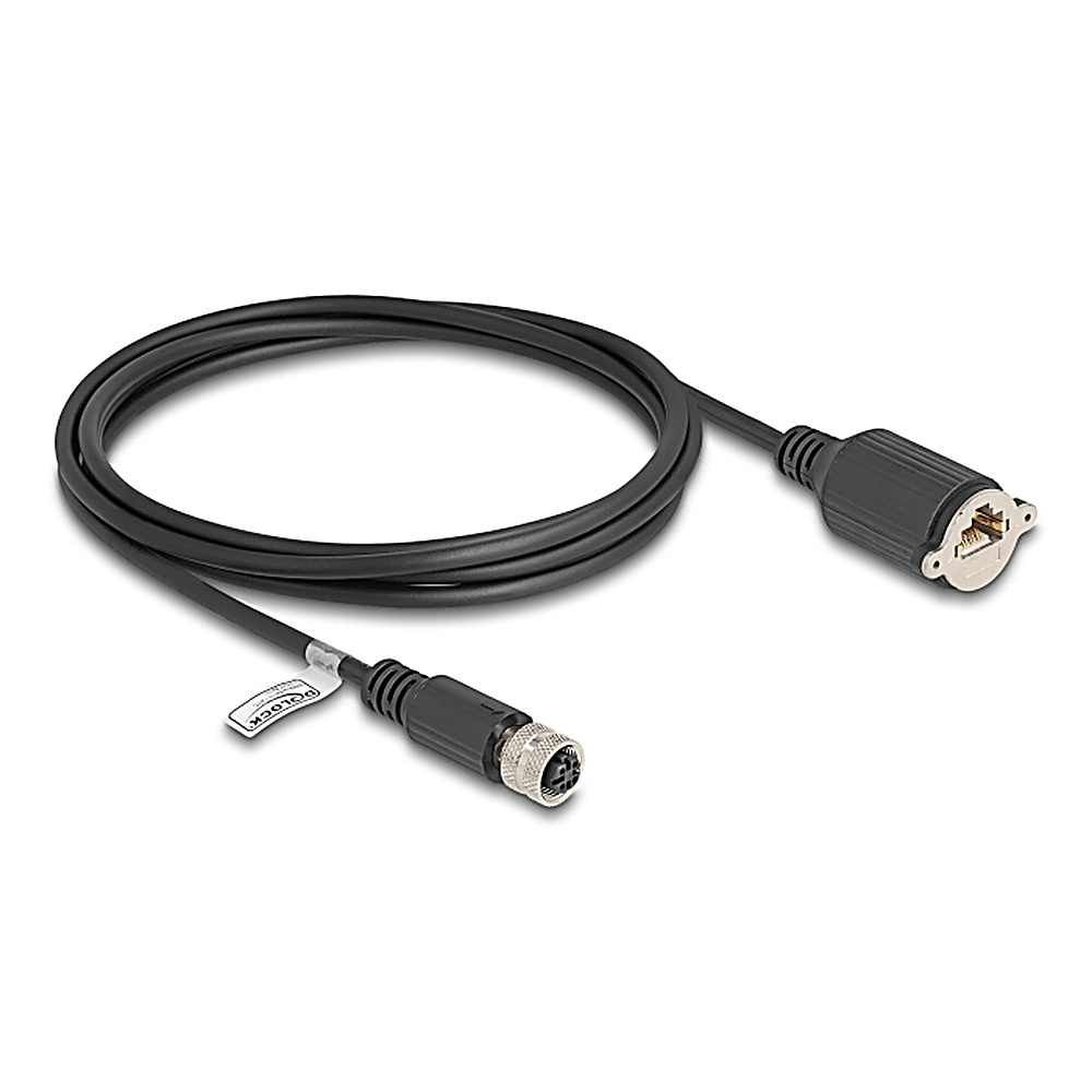 Cavo nero con connettore rotondo a un'estremità e connettore RJ45 all'altra.