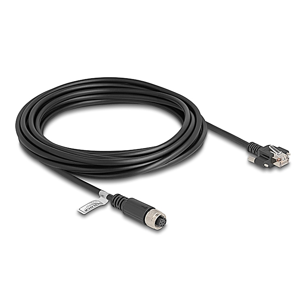 Cavo nero con connettore rotondo a un'estremità e connettore RJ45 all'altra.
