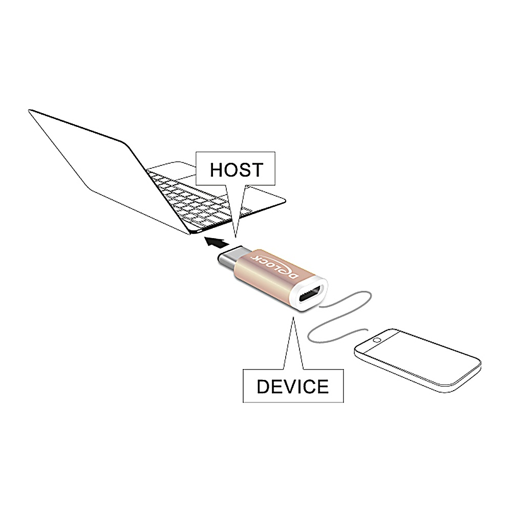 Un diagramma che mostra un adattatore USB-C che collega un laptop a un telefono.