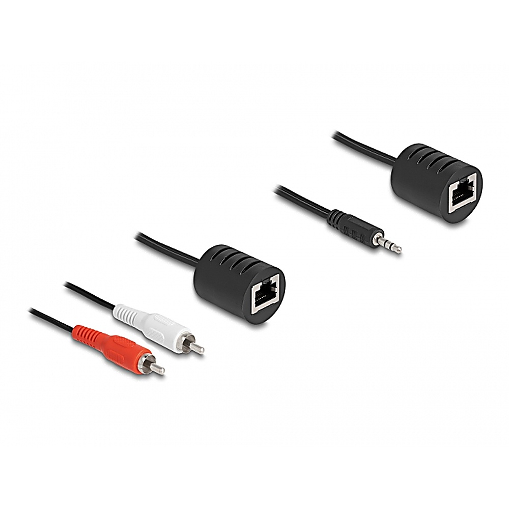 Tre adattatori: RCA rosso/bianco a rete e jack da 3,5 mm a rete.