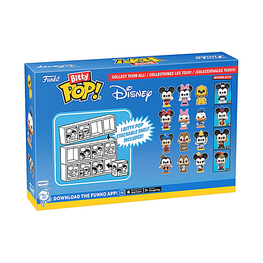 Tył pudełka Funko Pop Disneya, z różnymi postaciami Disneya i grafiką półki.