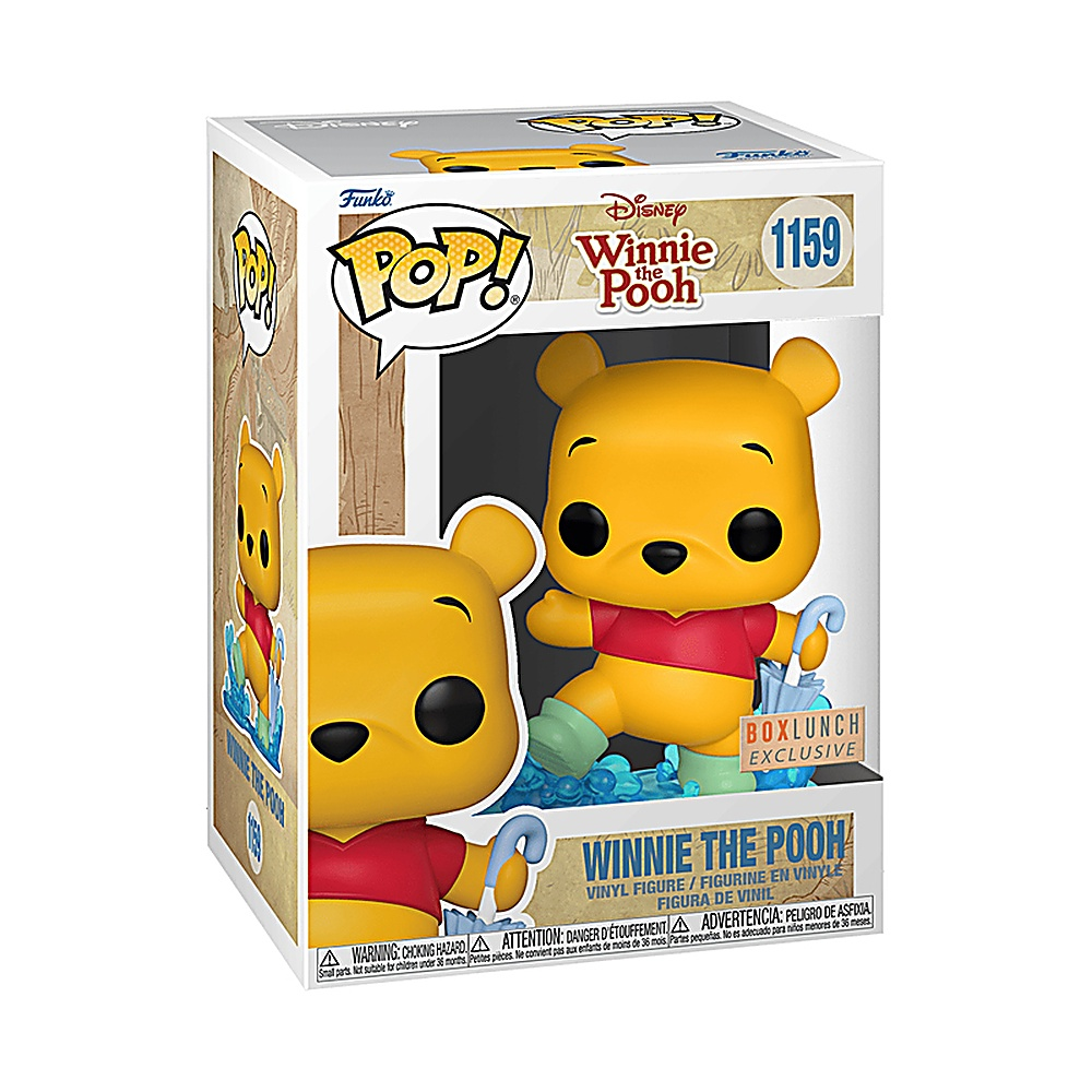 Pudełko Funko Pop Kubusia Puchatka w kaloszach i czerwonej koszuli, z etykietą BoxLunch.