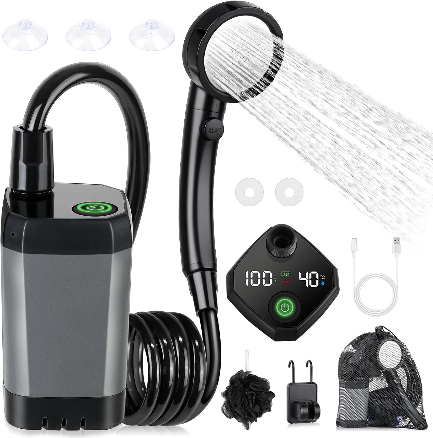 MARKETHAVEN Campingdusche Tragbare, 6000mAh Dusche mit Pumpe Duschkopf |  MediaMarkt