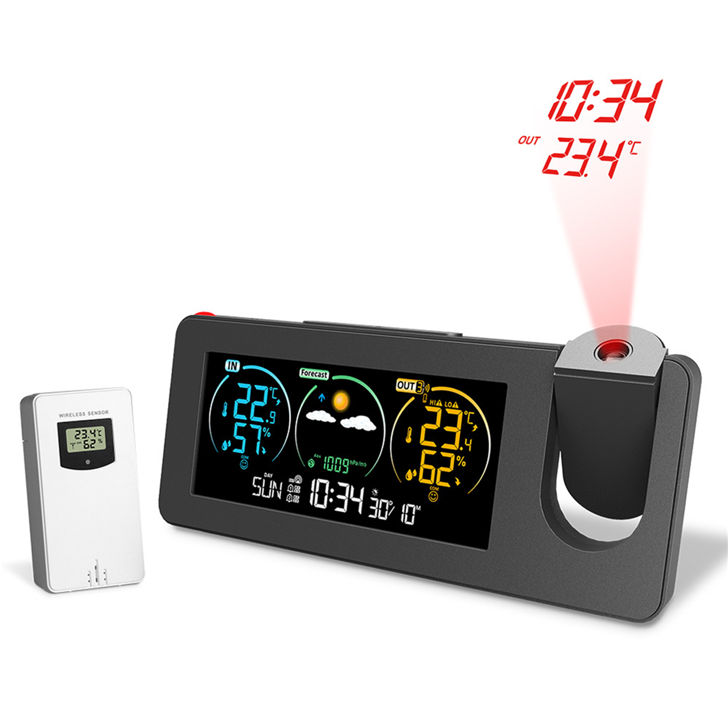 KREVA Digitale Projektionsuhr mit Temperaturanzeige Digitaler Wecker