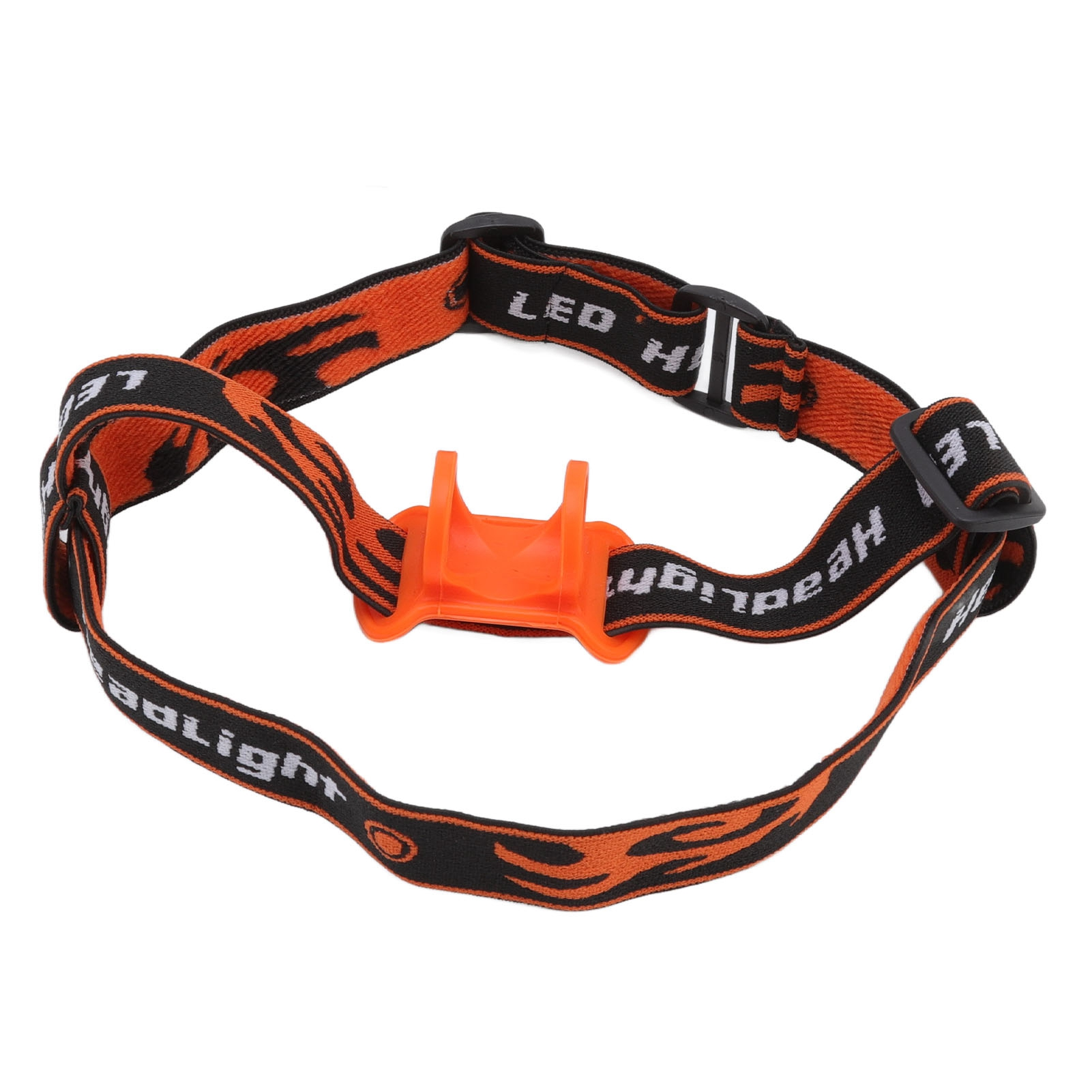 Orangefarbener und schwarzer LED-Scheinwerfer mit verstellbaren Riemen.