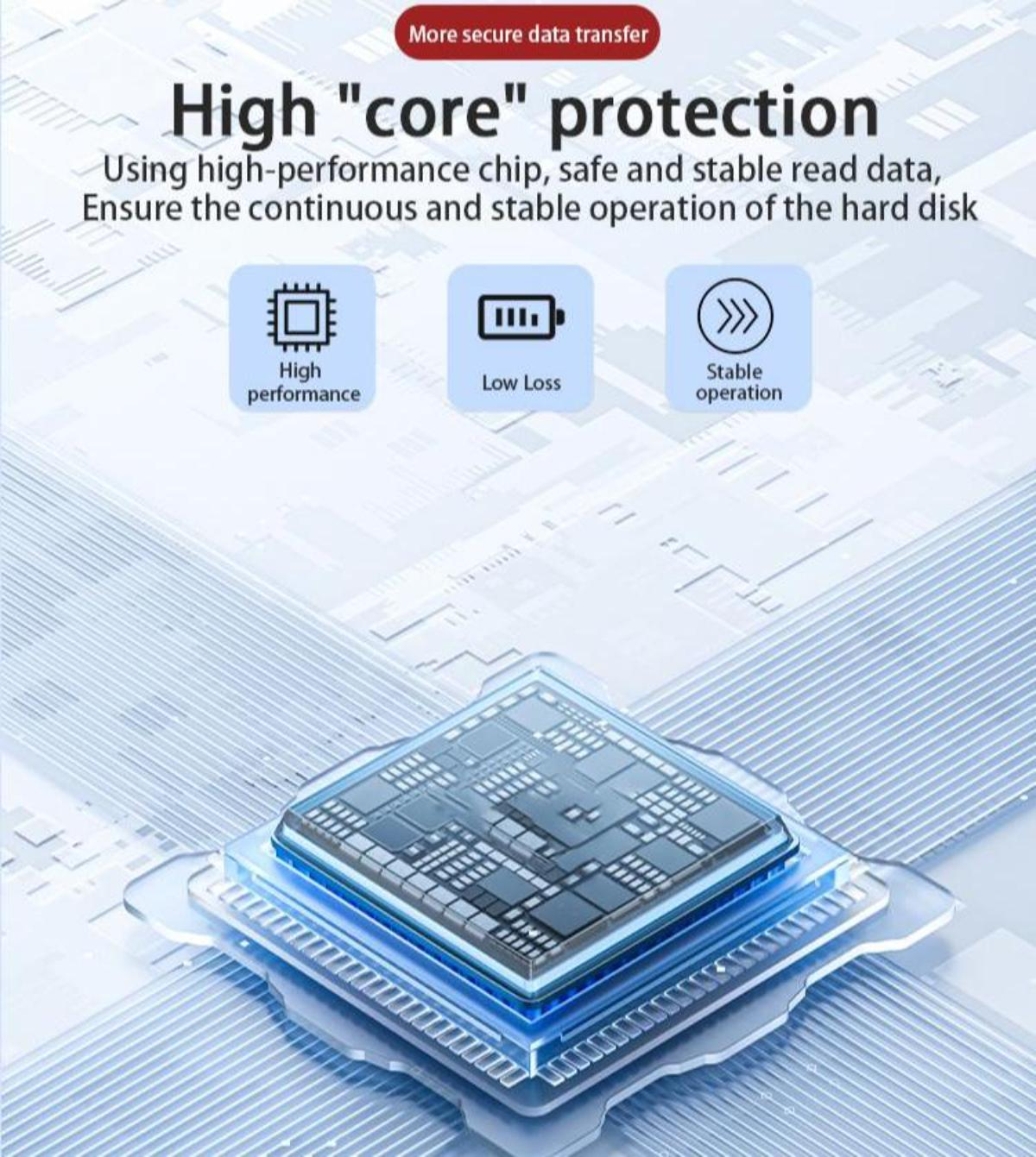 Ein Bild eines Motherboards mit verschiedenen Symbolen und Texten zum Thema Datenübertragung und hohe Leistung.