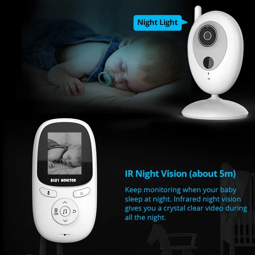 Babyphone, das ein Baby zeigt, das nachts schläft, mit aktivierter Nachtlichtfunktion.