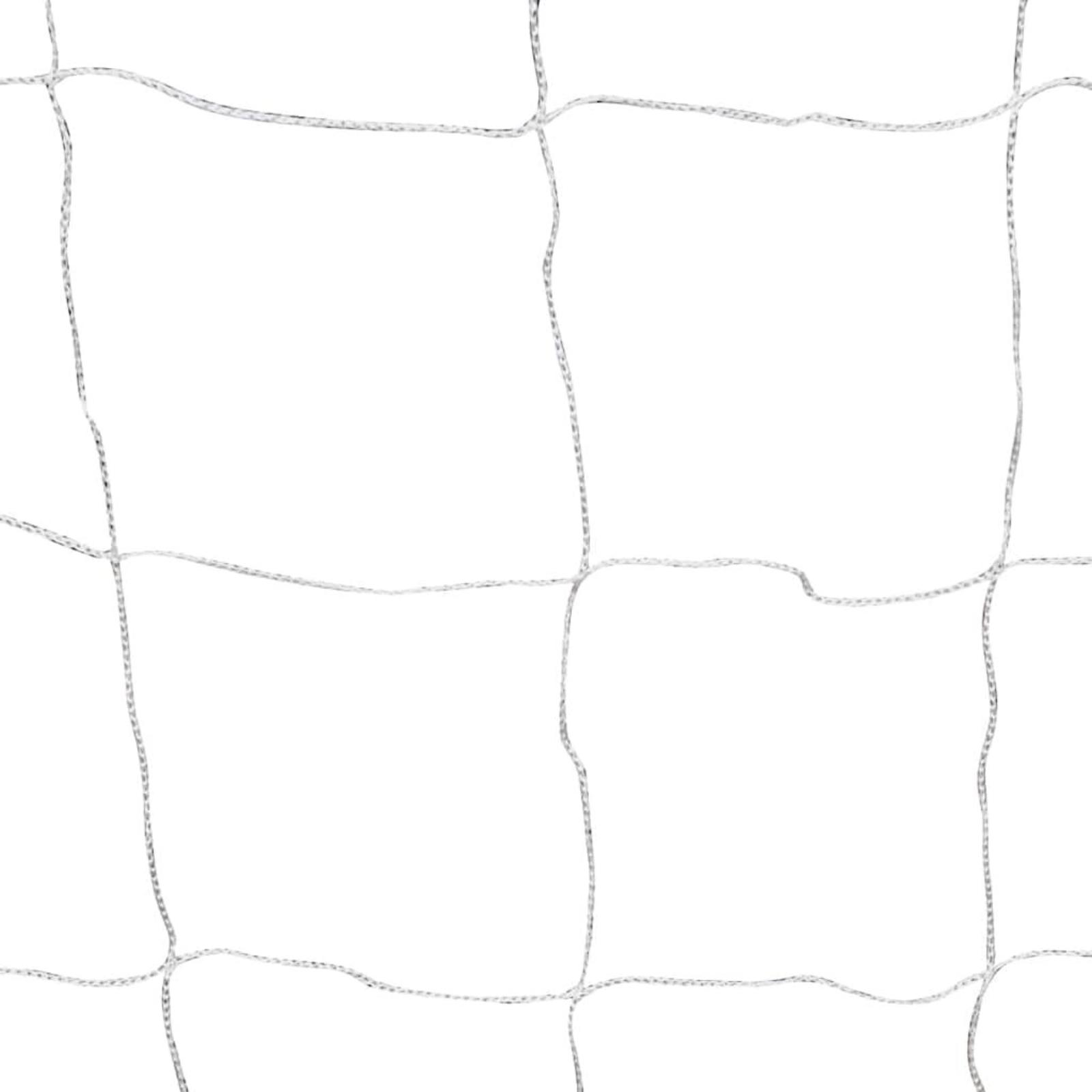 Nahaufnahme eines weissen Netzes mit sichtbaren Knoten und Fäden.