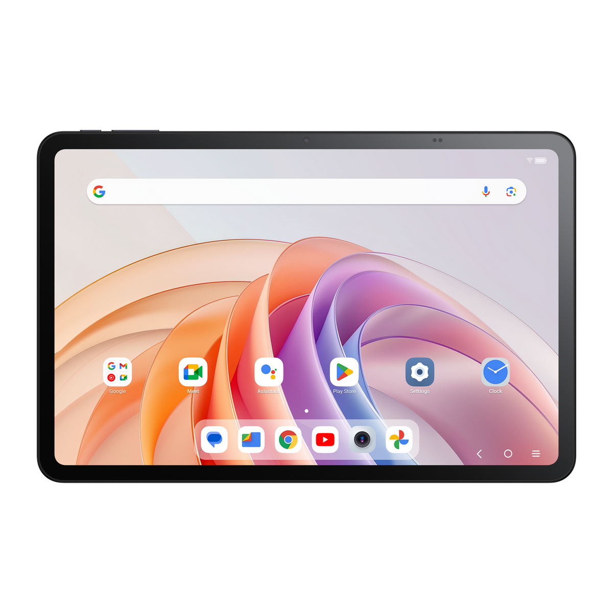 Tablet z ekranem głównym. Widoczne ikony różnych aplikacji.