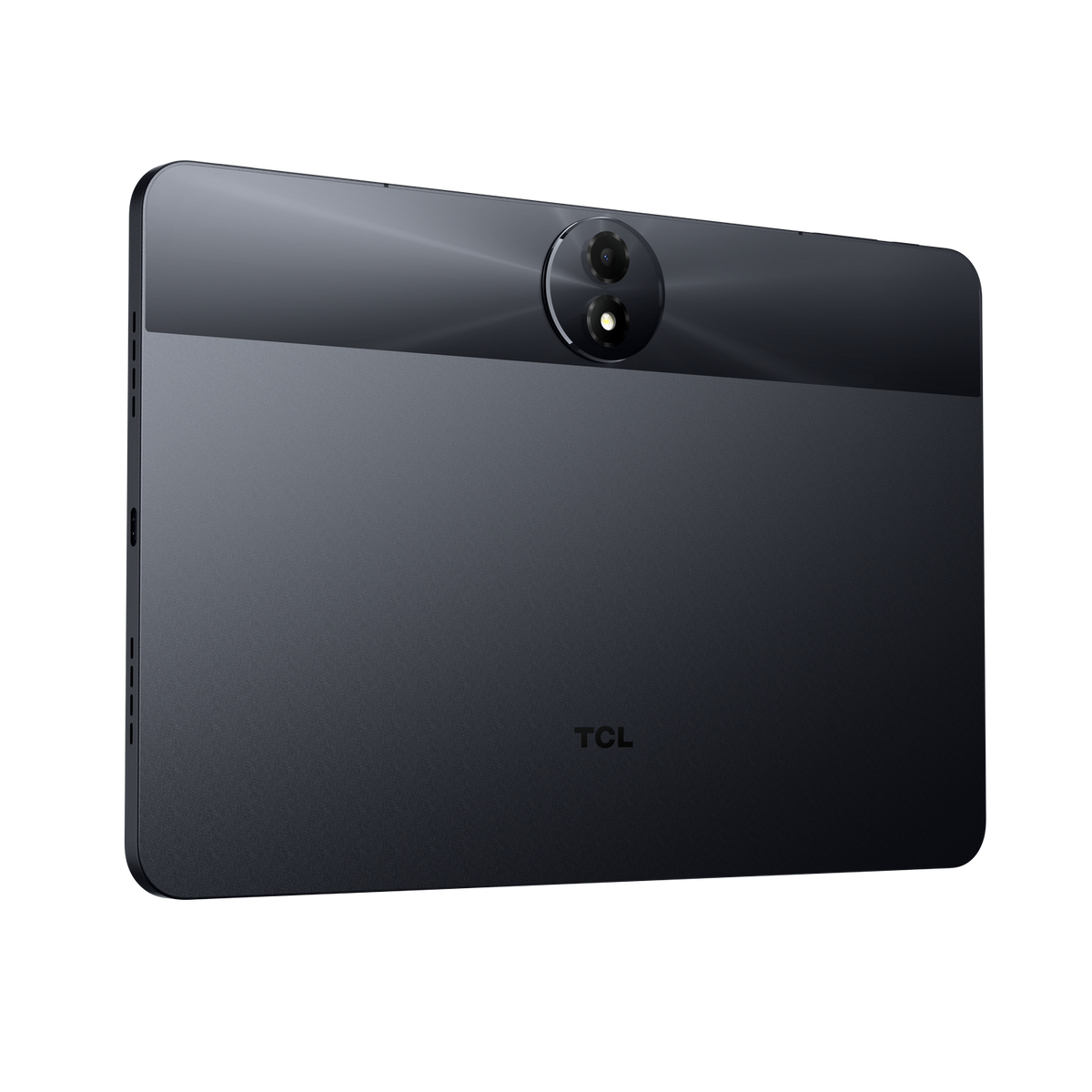 Widok z tyłu tabletu z dwoma aparatami. Logo TCL na dole.