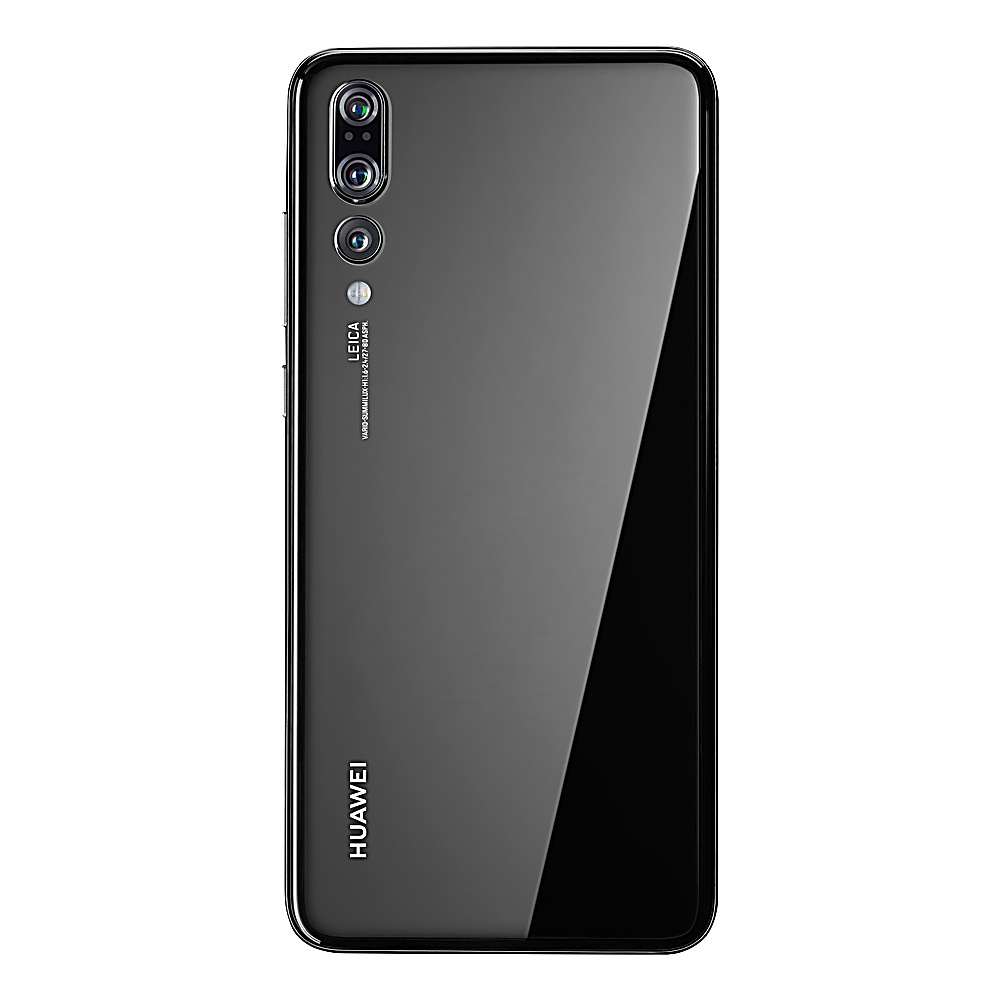 Schwarze Telefonrückseite mit Dual-Kameras, Leica-Branding und Huawei-Logo. Weißer Hintergrund.