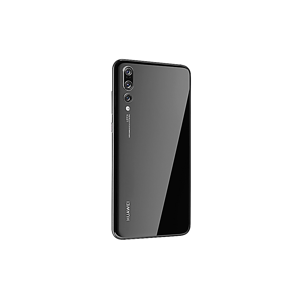Schwarze Telefonrückseite mit Dual-Kameras, Leica-Branding und Huawei-Logo. Weißer Hintergrund.