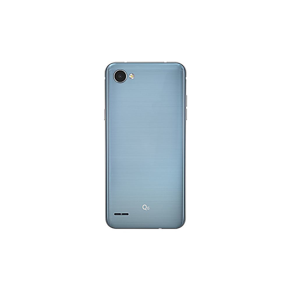 Retro di un telefono azzurro con obiettivo e la scritta 'Q5'.