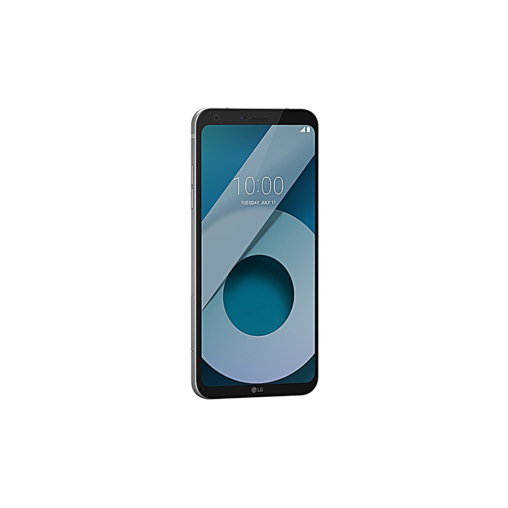 Un telefono LG mostra le 10:00. Lo schermo ha un design astratto bianco e verde acqua.