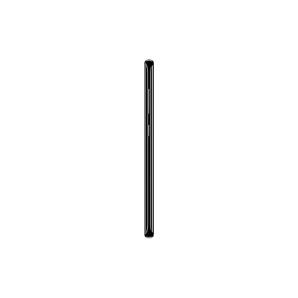 Profilo laterale di uno smartphone nero. Design pulito e minimalista.