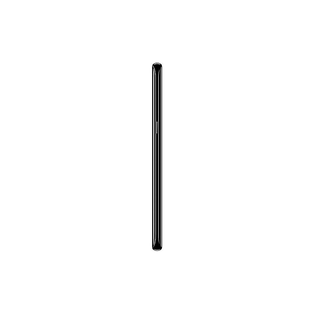 Profilo laterale di uno smartphone nero. Design pulito e minimalista.