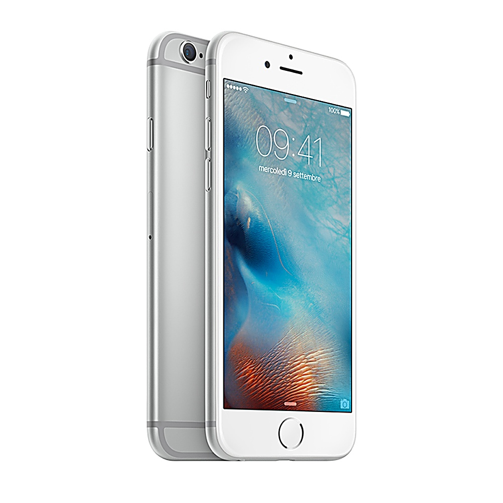 Un iPhone bianco è mostrato da due angolazioni. Un'angolazione mostra la parte anteriore, l'altra il profilo laterale.