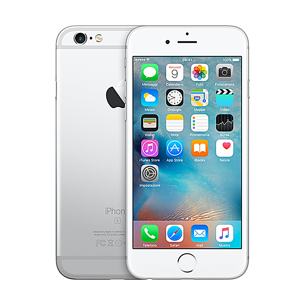 Un iPhone bianco con logo Apple nero sul retro. La parte anteriore mostra icone di app e la data.