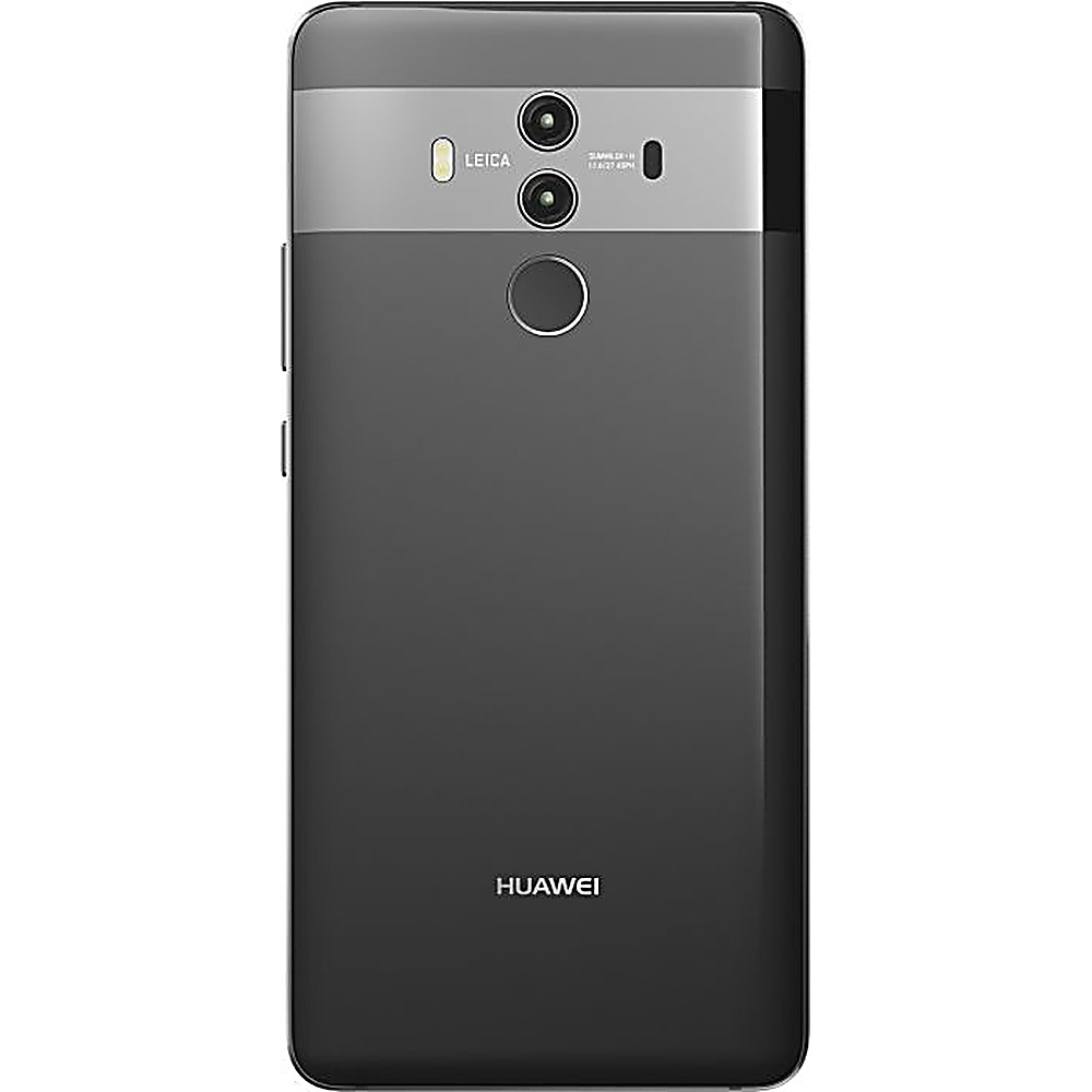 Die Rückseite eines schwarzen Telefons mit Leica-Kamera-Branding und drei Kameraobjektiven. Das Huawei-Logo ist sichtbar.