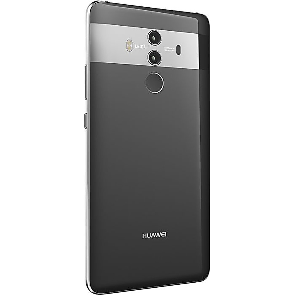 Ein dunkelgraues Smartphone mit Leica-Kamera und Huawei-Logo. Die Rückseite ist sichtbar.