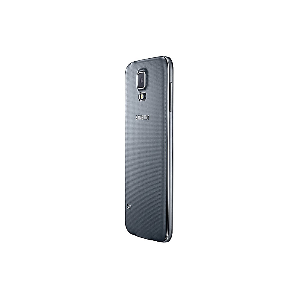 Dunkelgraue Samsung-Telefon-Rückansicht mit Kamera und Samsung-Logo.