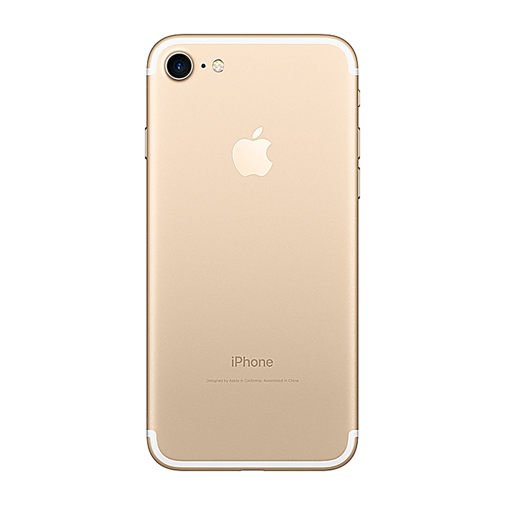 Vista posteriore dell'iPhone oro con logo Apple e scritta iPhone.